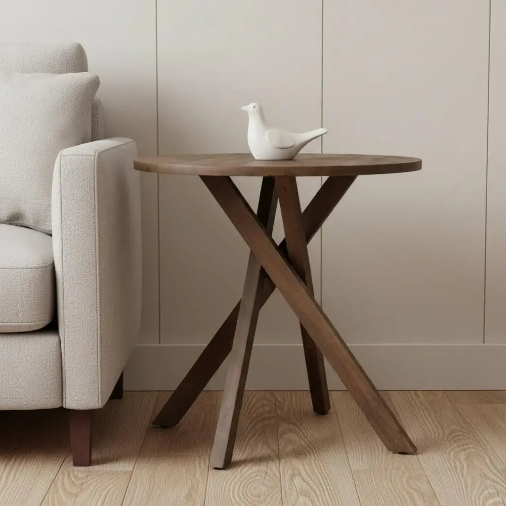 32" Brown Solid Wood and Wood Tray Table - Homeroots - Flyclothing LLC