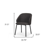 Gray and Black Fabric and Wood Dining Side Chair - Homeroots - Flyclothing LLC