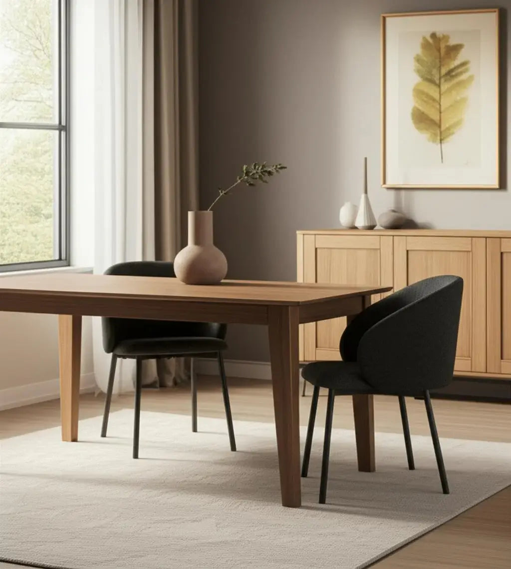 Gray and Black Fabric and Wood Dining Side Chair - Homeroots - Flyclothing LLC