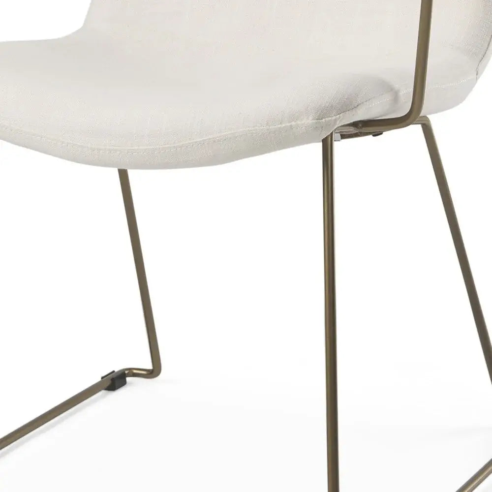Beige and Gold Fabric and Wood Dining Arm Chair - Homeroots - Flyclothing LLC