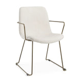 Beige and Gold Fabric and Wood Dining Arm Chair - Homeroots - Flyclothing LLC