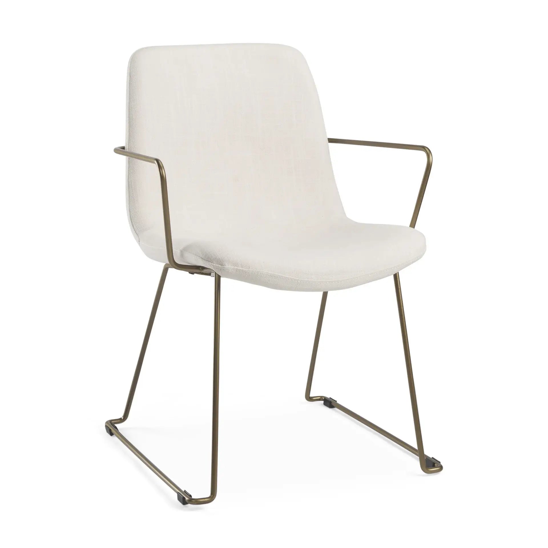 Beige and Gold Fabric and Wood Dining Arm Chair - Homeroots - Flyclothing LLC