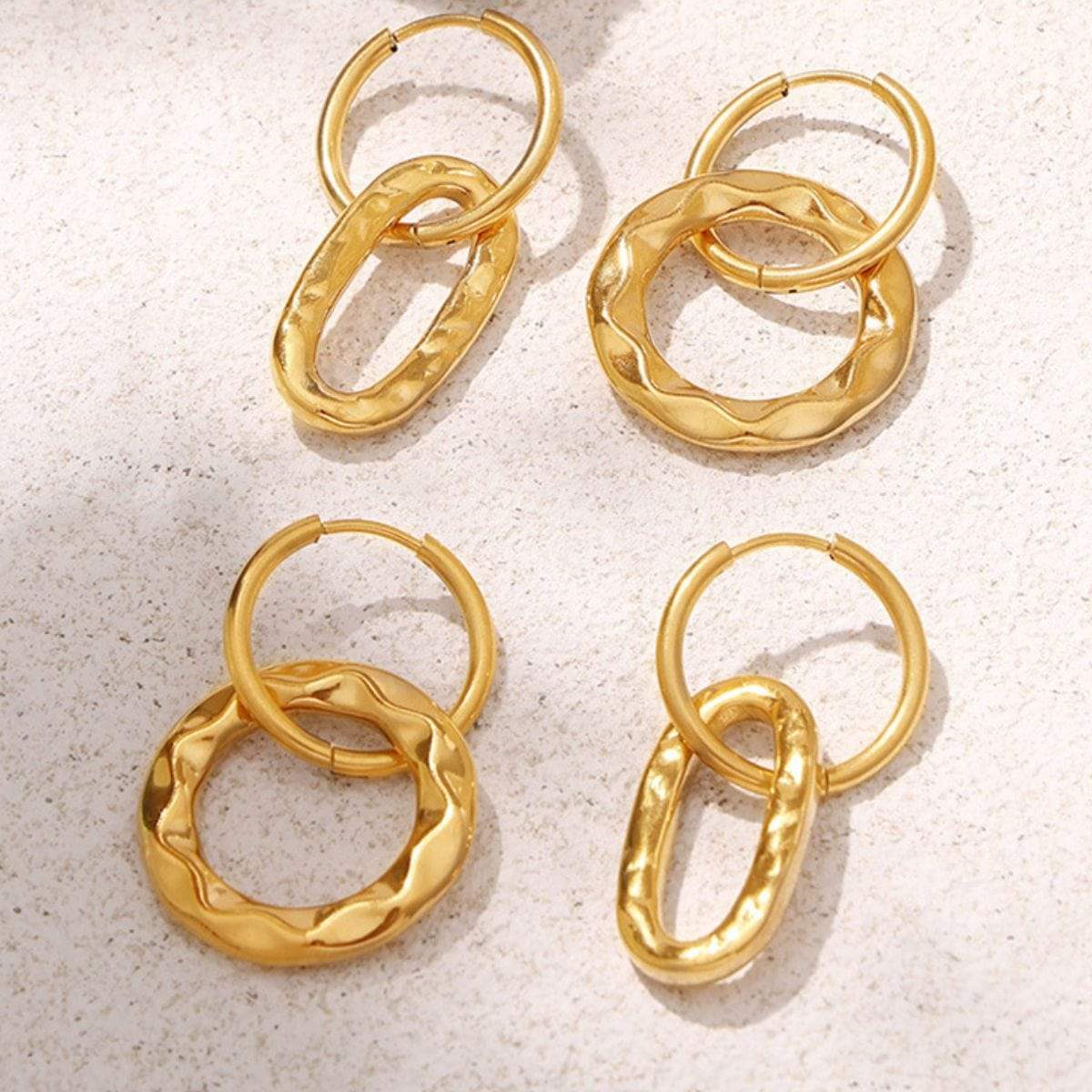 18K Gold-Plated Titanium Steel Annulus Earrings - Trendsi - Flyclothing LLC