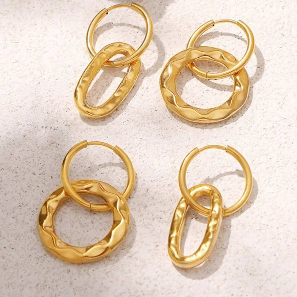 18K Gold-Plated Titanium Steel Annulus Earrings - Trendsi - Flyclothing LLC