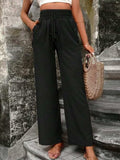 Tied High Waist Wide Leg Pants with Pockets - Trendsi - Flyclothing LLC