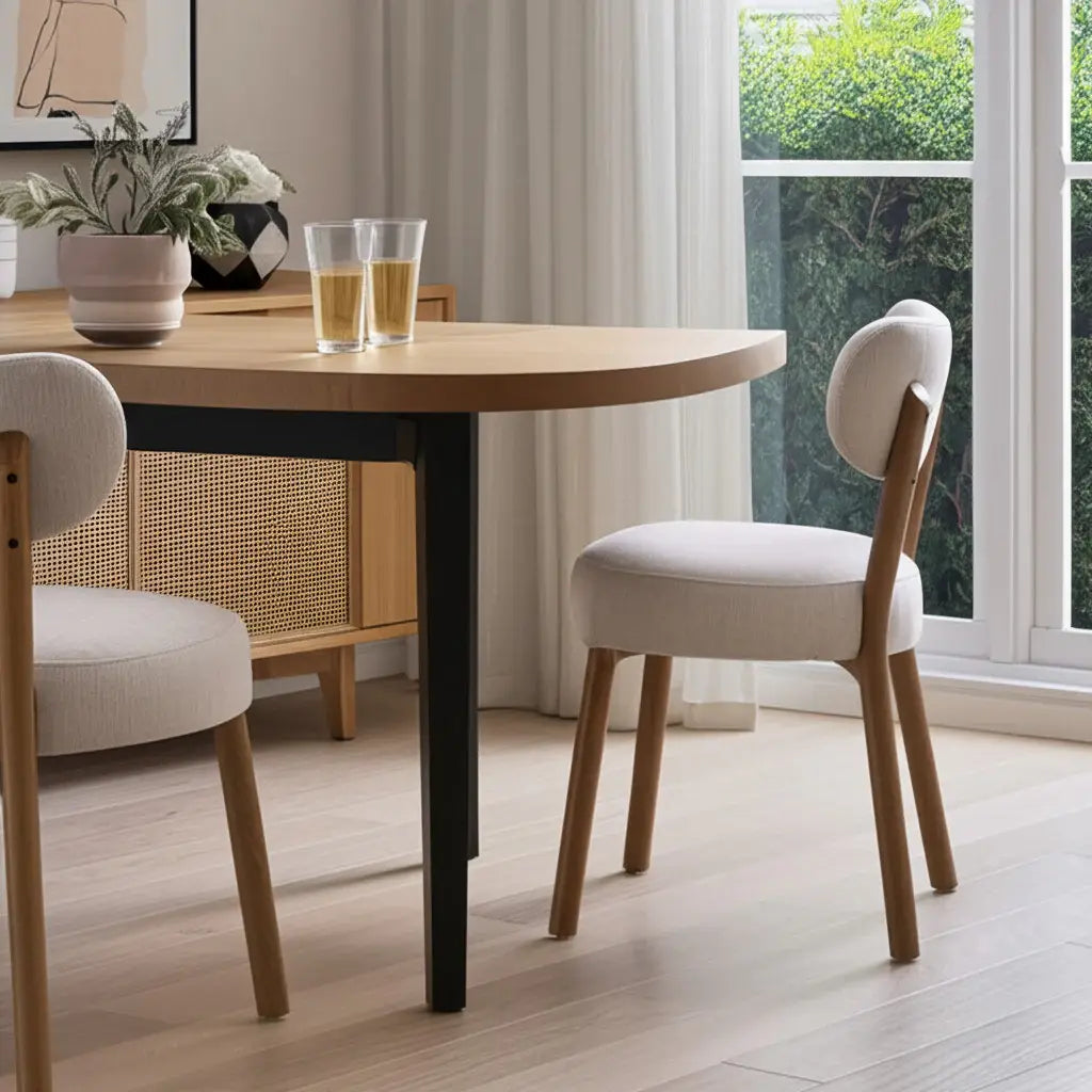 Beige Upholstered Fabric Open Back Dining Side Chair - Homeroots - Flyclothing LLC