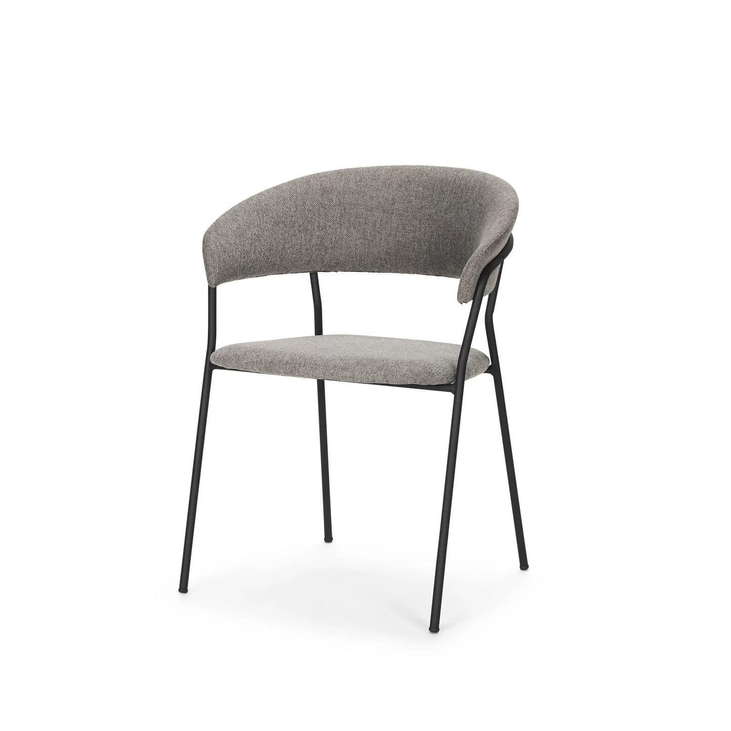 Gray and Black Fabric and Wood Open Back Dining Arm Chair - Homeroots - Flyclothing LLC