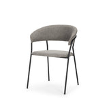 Gray and Black Fabric and Wood Open Back Dining Arm Chair - Homeroots - Flyclothing LLC