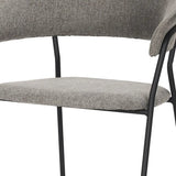 Gray and Black Fabric and Wood Open Back Dining Arm Chair - Homeroots - Flyclothing LLC
