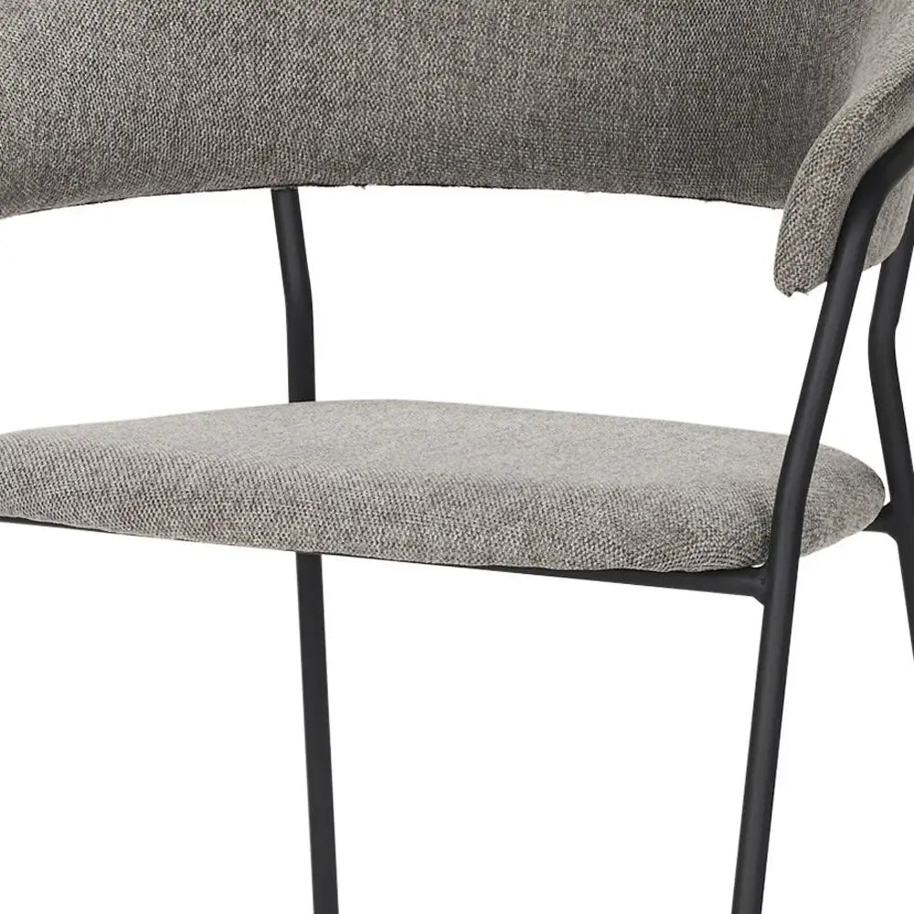 Gray and Black Fabric and Wood Open Back Dining Arm Chair - Homeroots - Flyclothing LLC
