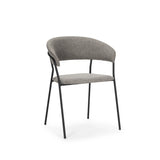 Gray and Black Fabric and Wood Open Back Dining Arm Chair - Homeroots - Flyclothing LLC