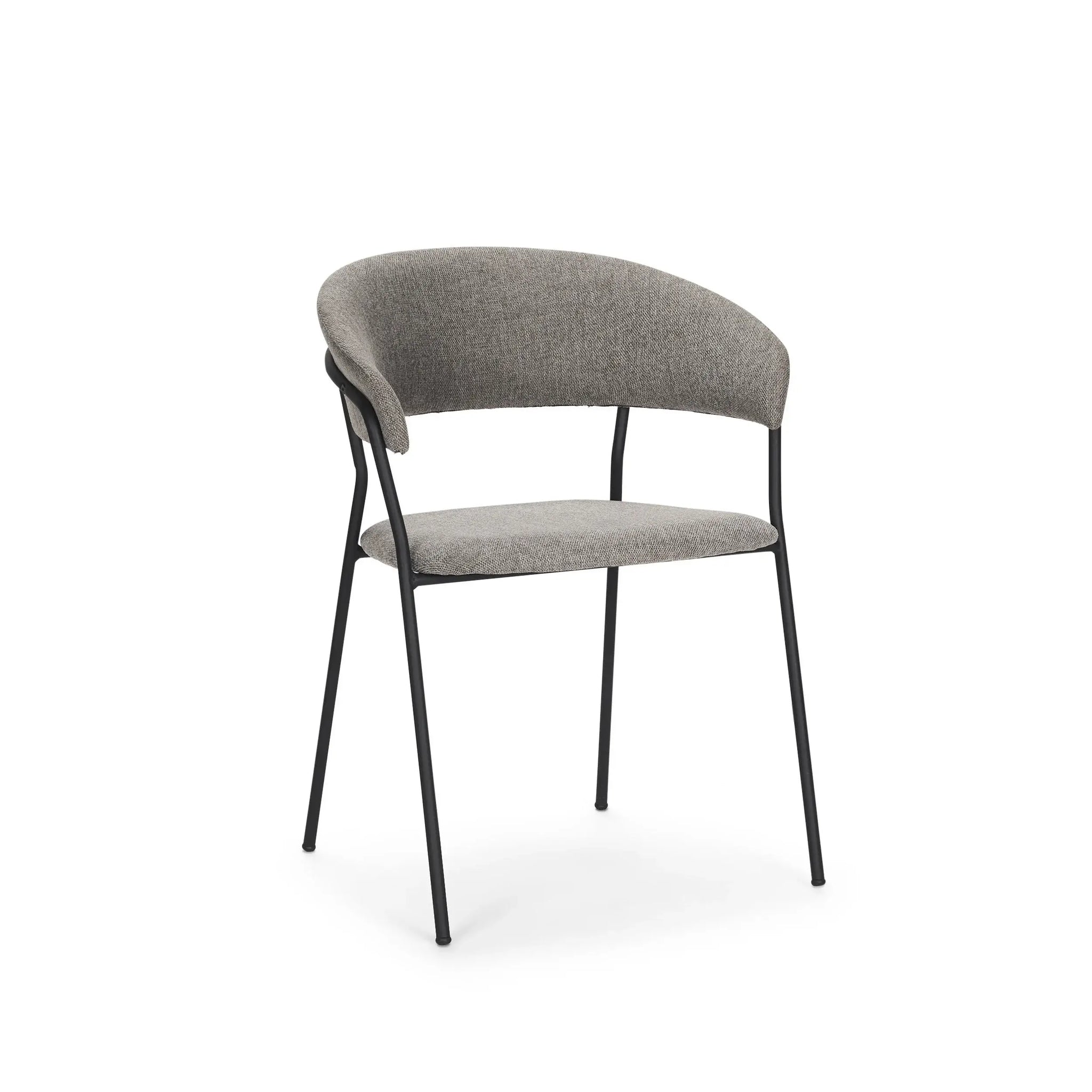 Gray and Black Fabric and Wood Open Back Dining Arm Chair - Homeroots - Flyclothing LLC