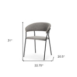 Gray and Black Fabric and Wood Open Back Dining Arm Chair - Homeroots - Flyclothing LLC
