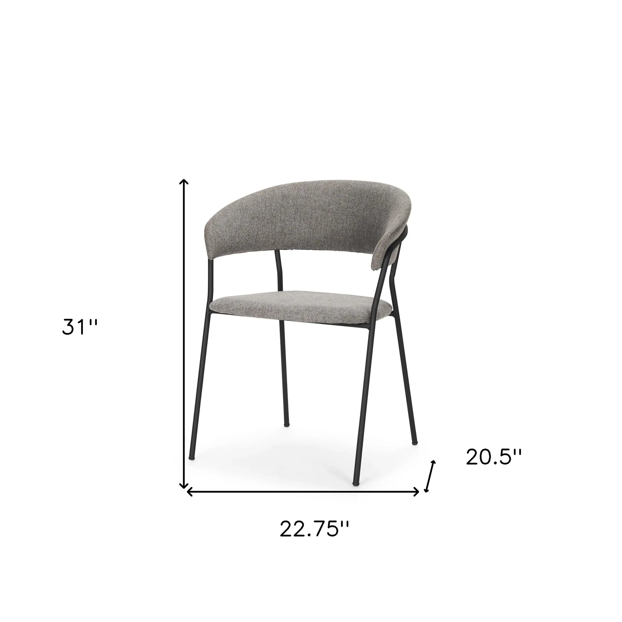 Gray and Black Fabric and Wood Open Back Dining Arm Chair - Homeroots - Flyclothing LLC
