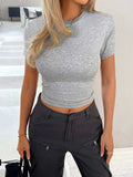 Round Neck Short Sleeve T-Shirt - Trendsi - Flyclothing LLC