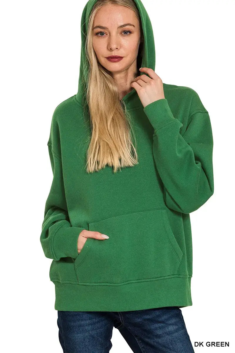 Zenana Fleece Kangaroo Pocket Hoodie - Trendsi - Flyclothing LLC