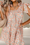 Tied Printed Sleeveless Mini Dress - Trendsi - Flyclothing LLC