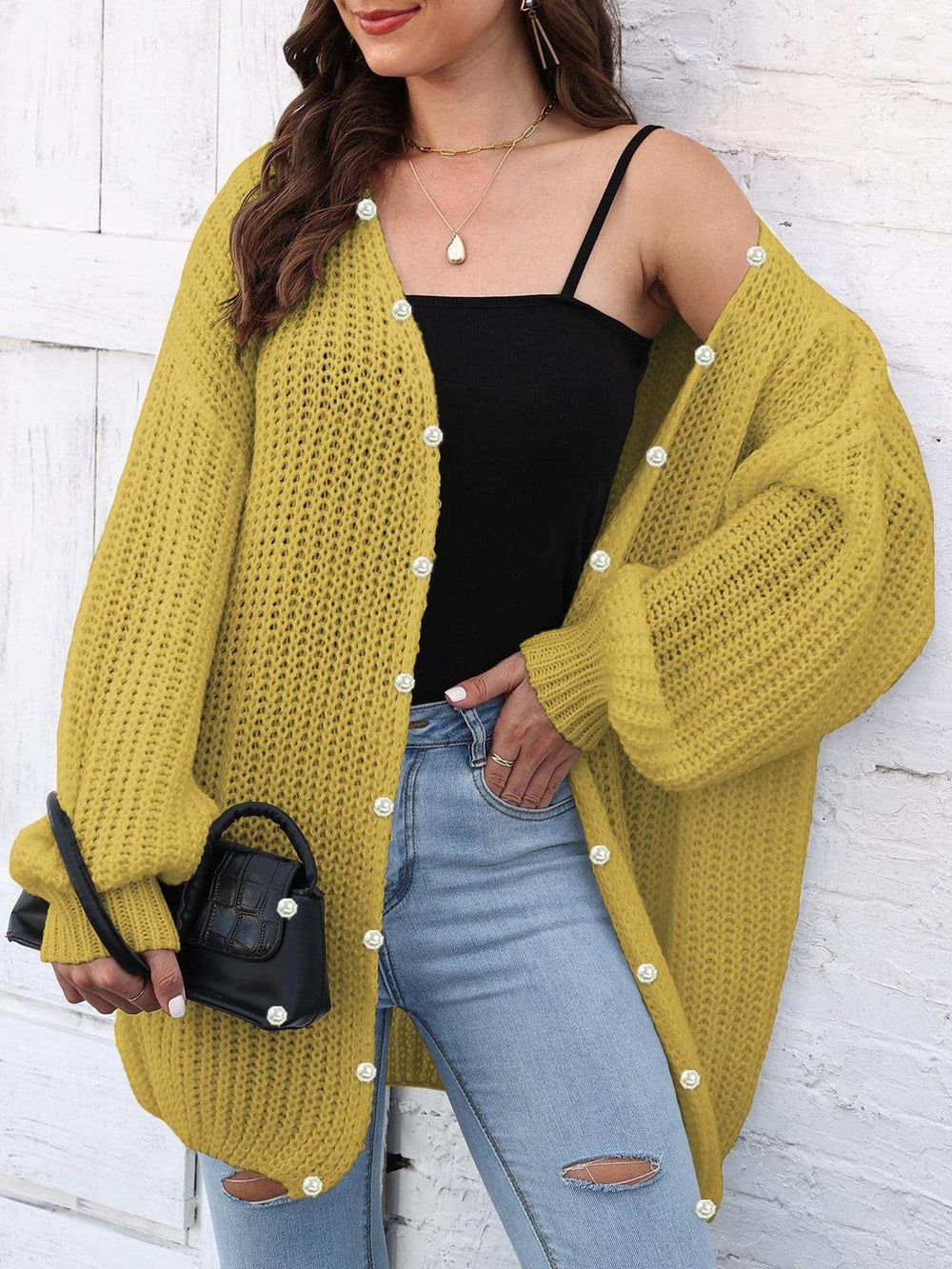 Open Front Long Sleeve Cardigan - Trendsi - Flyclothing LLC