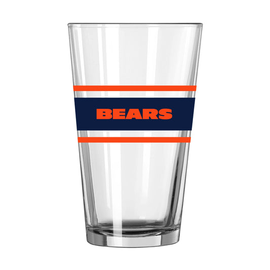 Chicago Bears 16oz Stripe Pint Glass - Logo Brands - Flyclothing LLC
