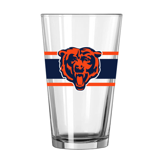 Chicago Bears 16oz Stripe Pint Glass - Logo Brands - Flyclothing LLC