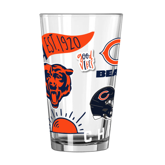 Chicago Bears 16oz Native Pint Glass - Logo Brands - Flyclothing LLC