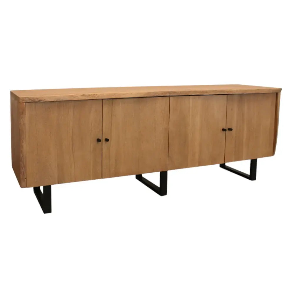 80" Natural Distressed Solid Wood Live Edge Credenza With Four Doors - Homeroots - Flyclothing LLC