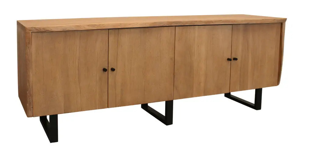 80" Natural Distressed Solid Wood Live Edge Credenza With Four Doors - Homeroots - Flyclothing LLC