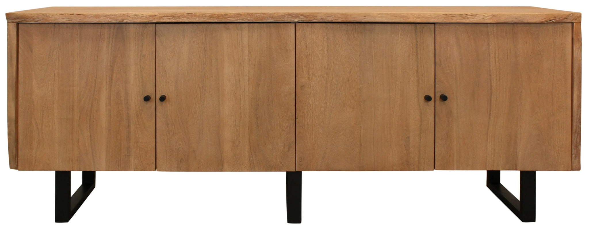 80" Natural Distressed Solid Wood Live Edge Credenza With Four Doors - Homeroots - Flyclothing LLC