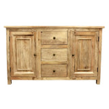 60" Natural Distressed Solid Wood Three Drawer Sideboard With Two Doors - Homeroots - Flyclothing LLC
