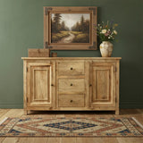 60" Natural Distressed Solid Wood Three Drawer Sideboard With Two Doors - Homeroots - Flyclothing LLC