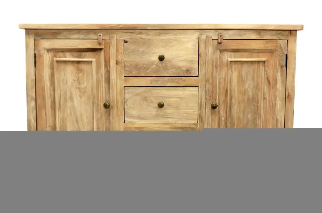 60" Natural Distressed Solid Wood Three Drawer Sideboard With Two Doors - Homeroots - Flyclothing LLC