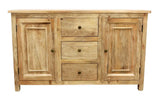 60" Natural Distressed Solid Wood Three Drawer Sideboard With Two Doors - Homeroots - Flyclothing LLC