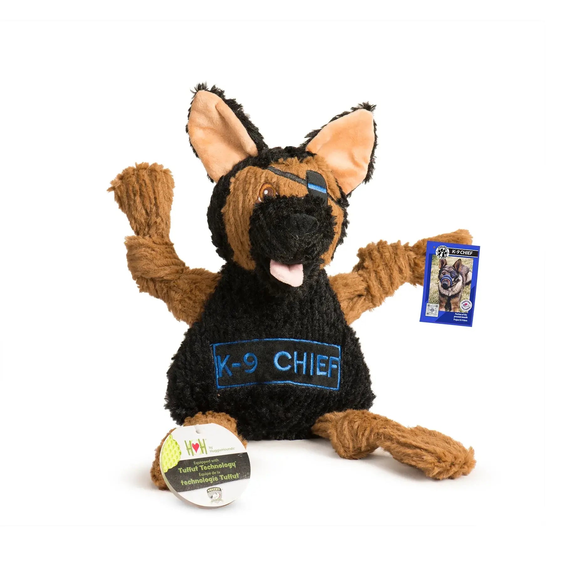 HuggleCause™, Project K-9 Hero, K-9 Chief Knottie® Plush Dog Toy, Large - HuggleHounds - Flyclothing LLC