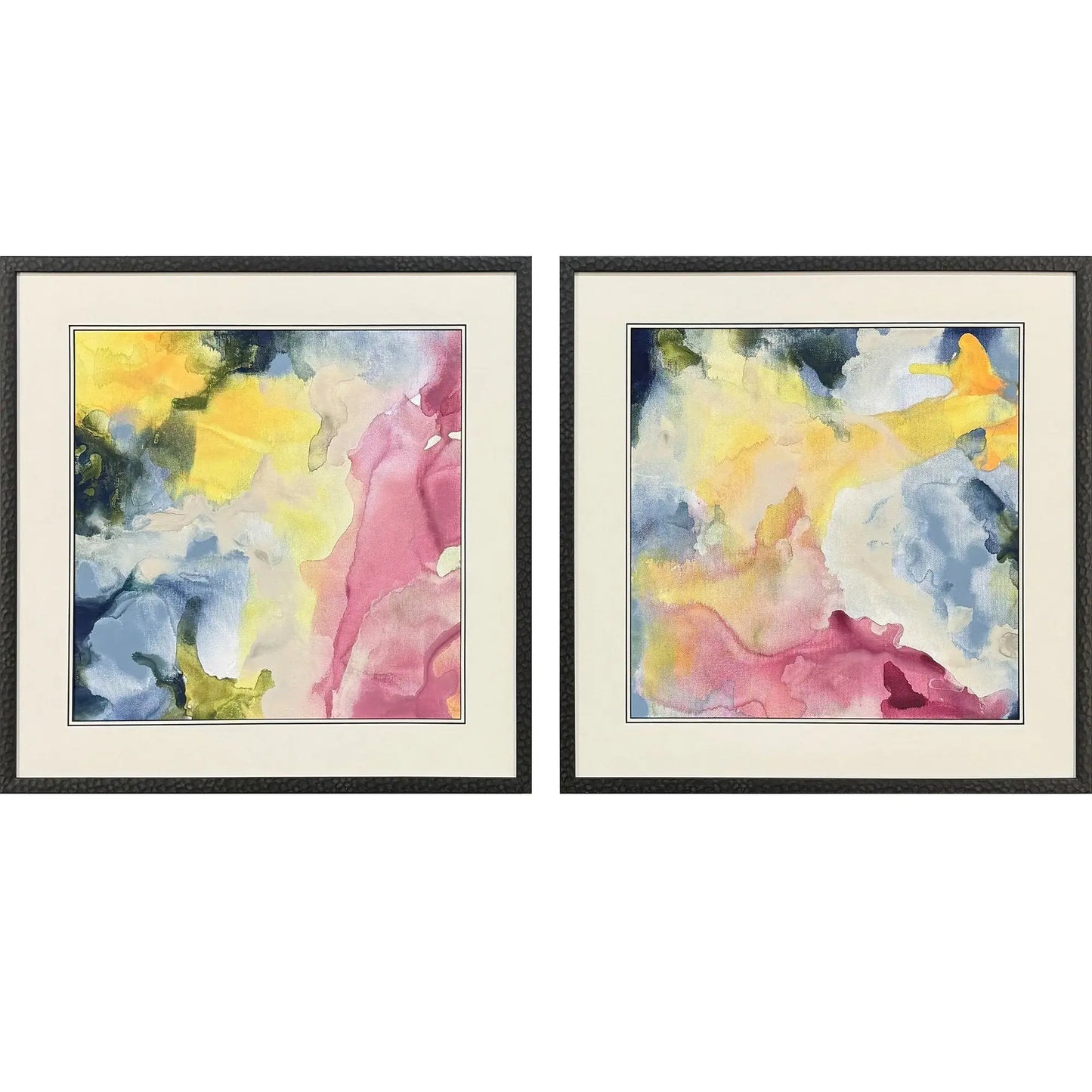 Set Of Two Modern Abstract Watercolor Black Framed Wall Art - Homeroots - Flyclothing LLC