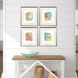 Set Of Four Modern Abstract Silver Framed Wall Art