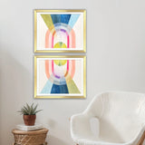 Set Of Two Geometric Watercolor Gold Framed Wall Art