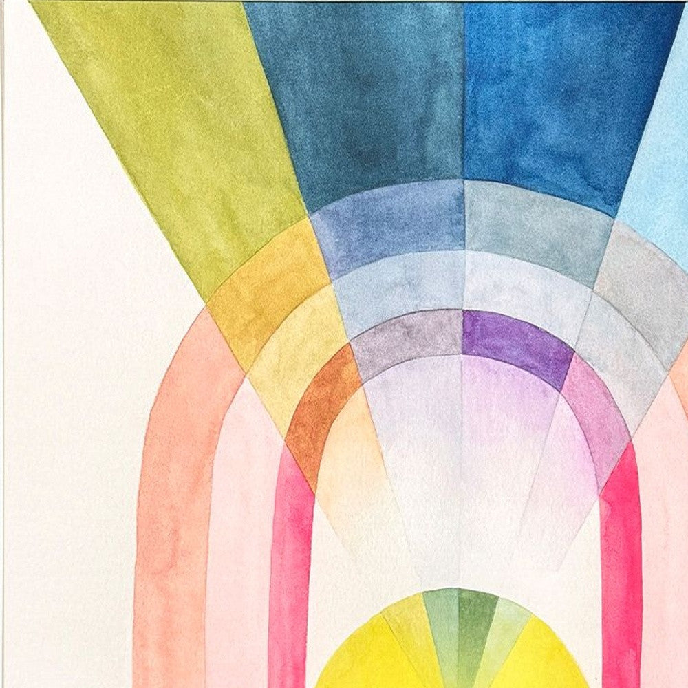 Set Of Two Geometric Watercolor Gold Framed Wall Art