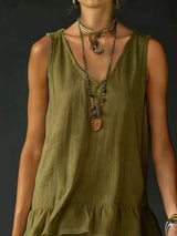 Full Size Ruffled Hem V-Neck Sleeveless Dress Plus Size - Trendsi - Flyclothing LLC