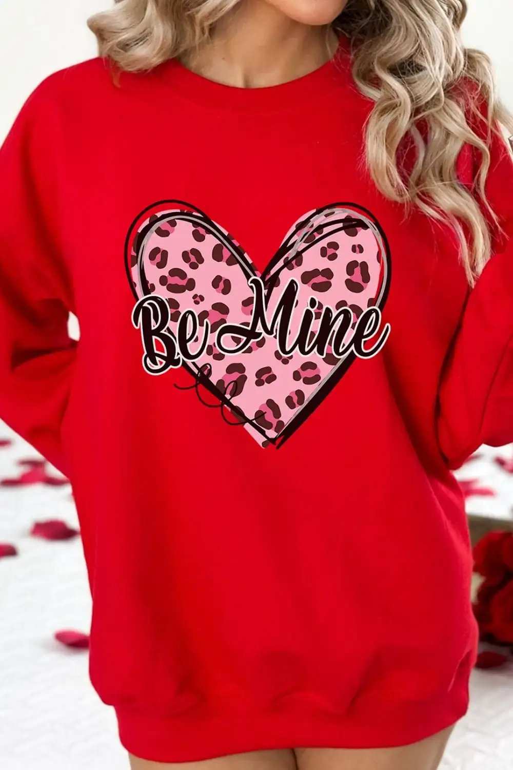 Valentine's Day BE MINE Heart Long Sleeve Sweatshirt - Trendsi - Flyclothing LLC