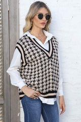 Ribbed V-Neck Sleeveless Sweater - Trendsi - Flyclothing LLC