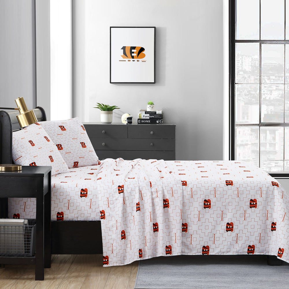 Cincinnati Bengals Scatter Sheet Set Queen