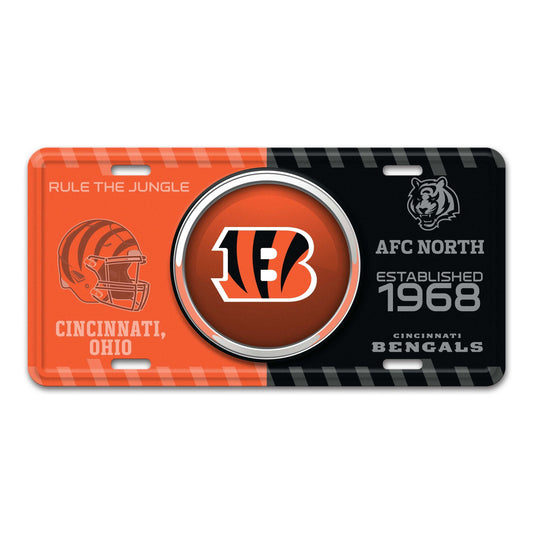 NFL - Cincinnati Bengals Embossed Metal License Plate - Logo Brands - Flyclothing LLC
