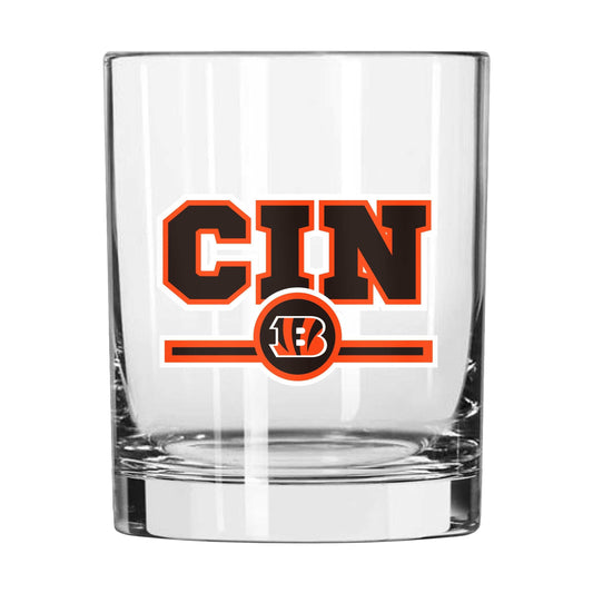 Cincinnati Bengals 14oz Letterman Rocks Glass - Logo Brands - Flyclothing LLC