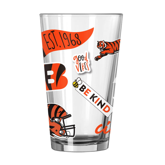 Cincinnati Bengals 16oz Native Pint Glass - Logo Brands - Flyclothing LLC