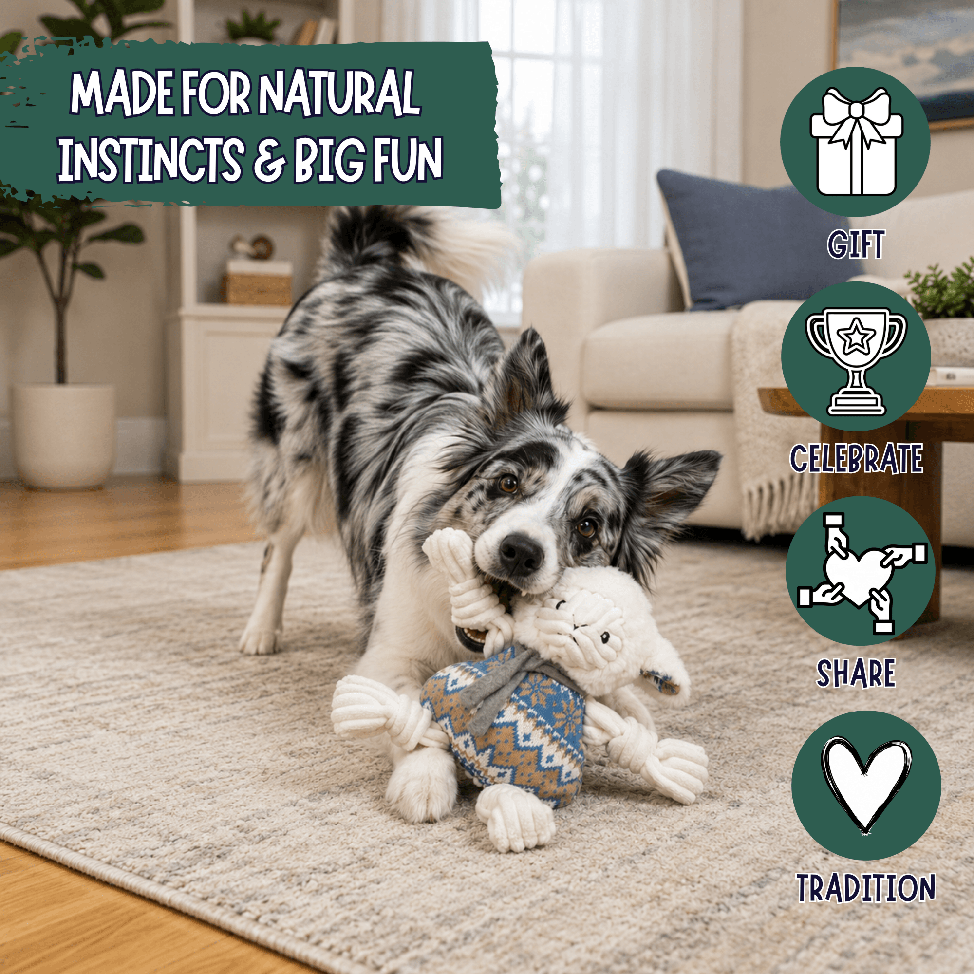 Leo Lamb Plush Dog Toy Knottie® - HuggleHounds - Flyclothing LLC