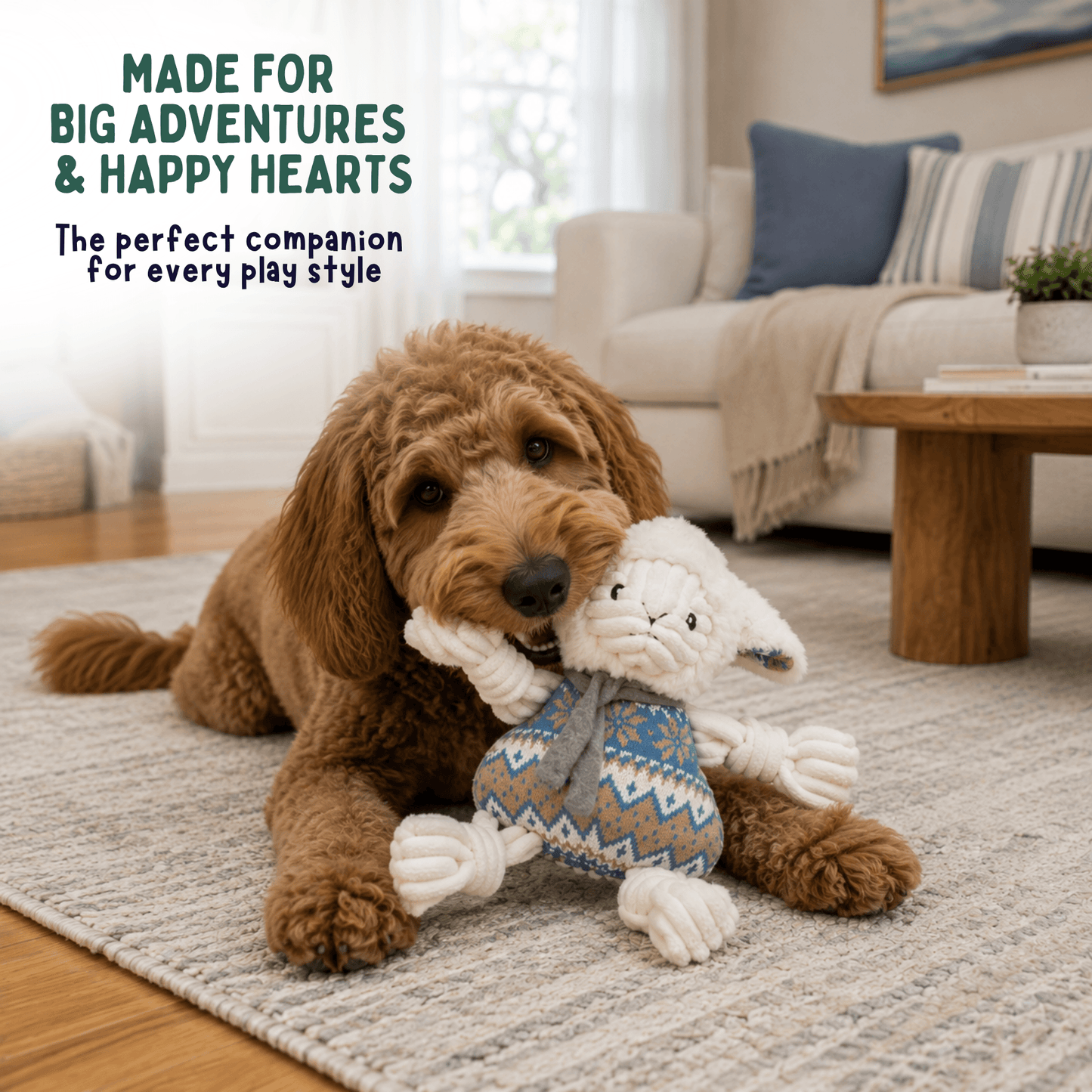 Leo Lamb Plush Dog Toy Knottie® - HuggleHounds - Flyclothing LLC