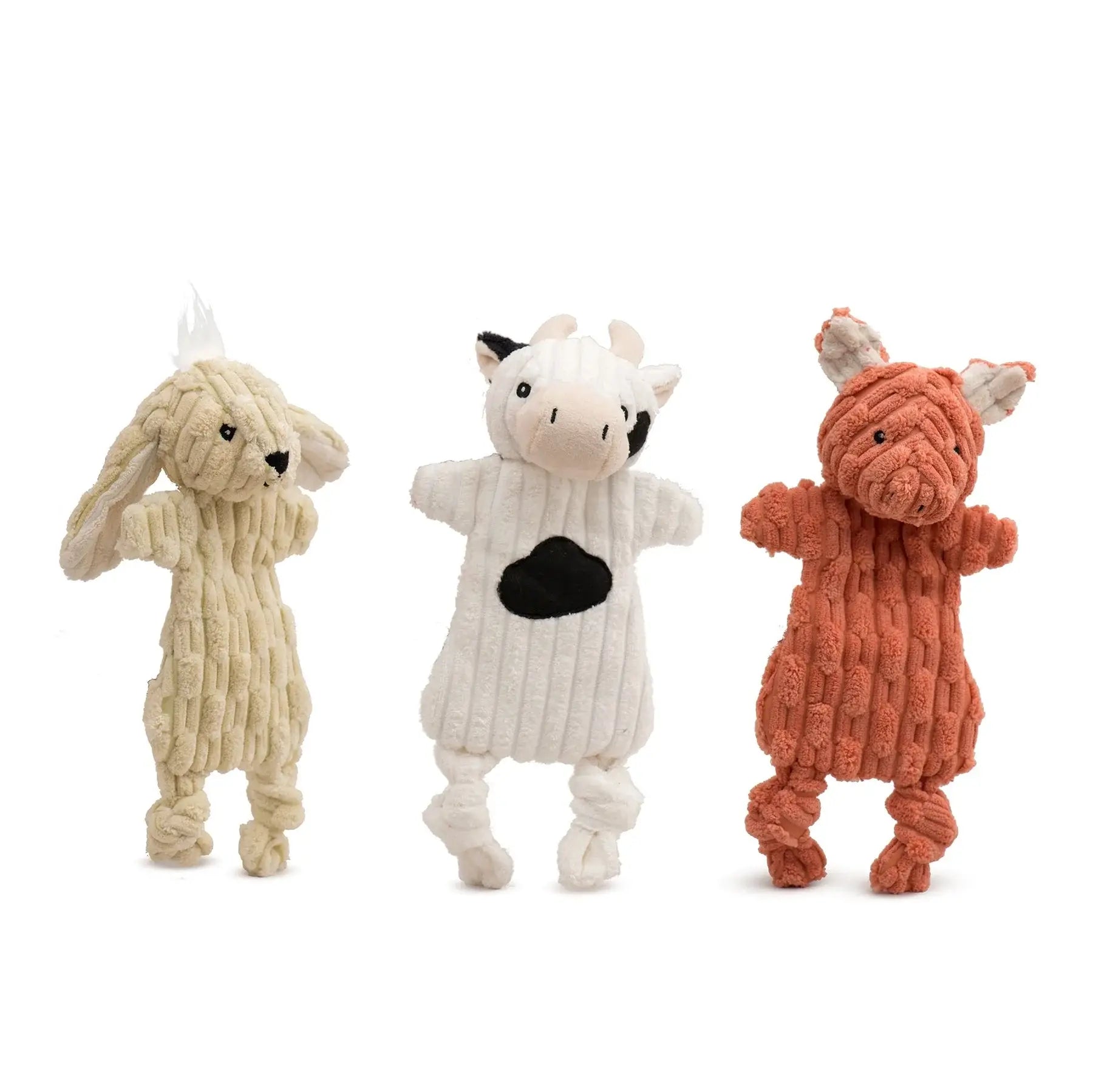 Barnyard HuggleFlatties™ Assorted Durable Plush Dog Toys (3pk) - HuggleHounds - Flyclothing LLC