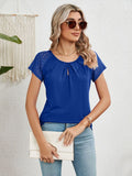 Lace Detail Round Neck Short Sleeve T-Shirt - Trendsi