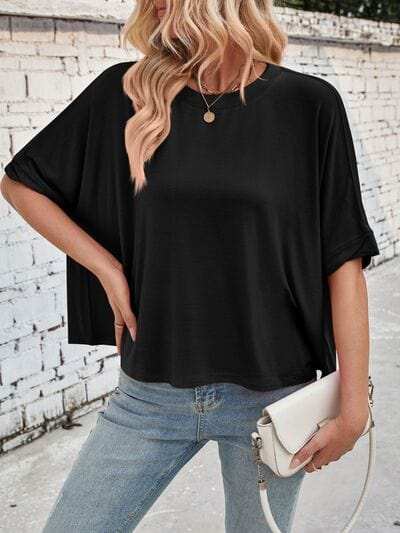 Lovelet Round Neck Half Sleeve T-Shirt - Trendsi - Flyclothing LLC