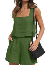 Square Neck Tank and Shorts Set - Trendsi - Flyclothing LLC